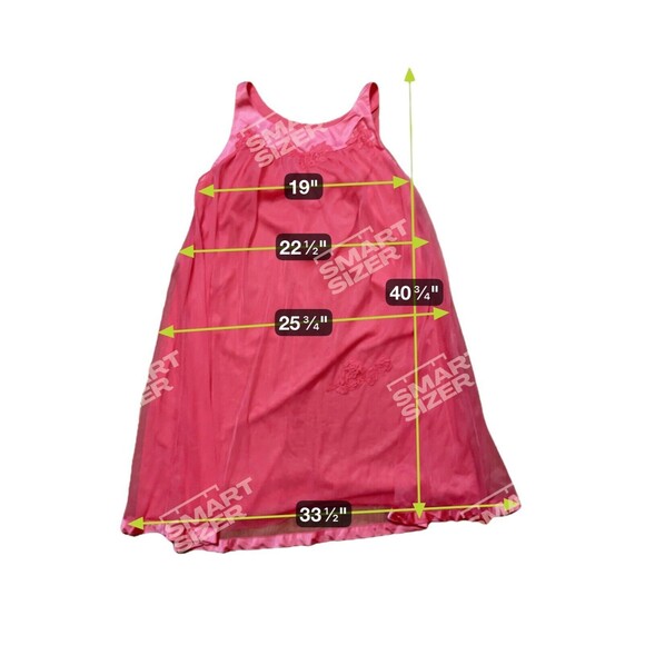 Vintage Gossard Artemis Pink Nightgown Medium 1960s Chiffon Layer Lace Appliqué - Picture 8 of 10